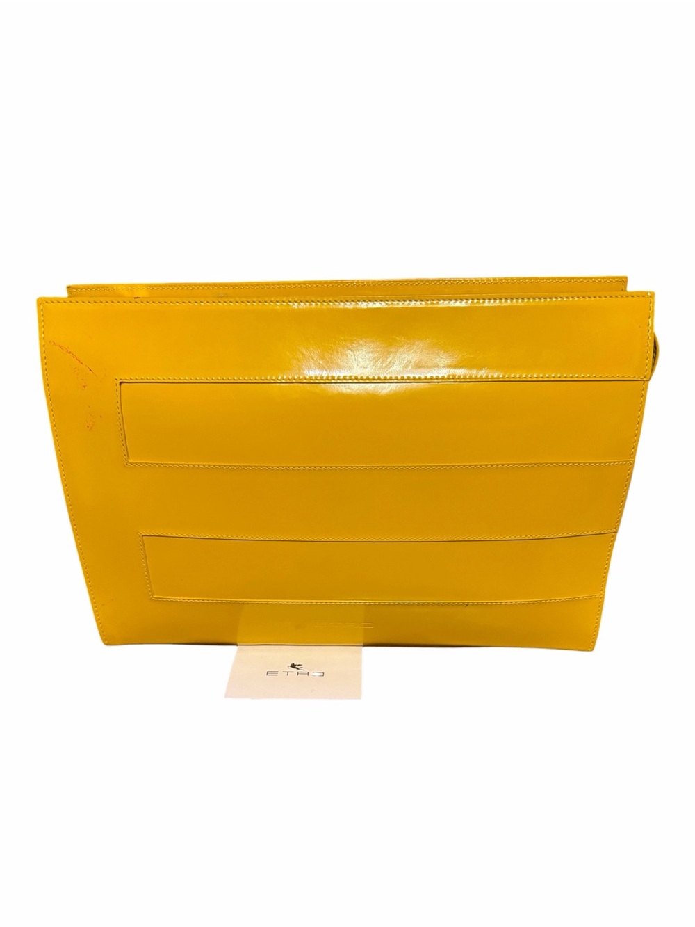 Etro Milano Structured Patent Leather Flat Clutch Pouch - Yellow